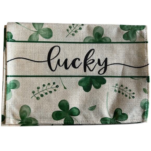 St Patricks Day Table Runner Lucky Clover Shamrocks Table Runner 13”x 72” - Picture 1 of 3